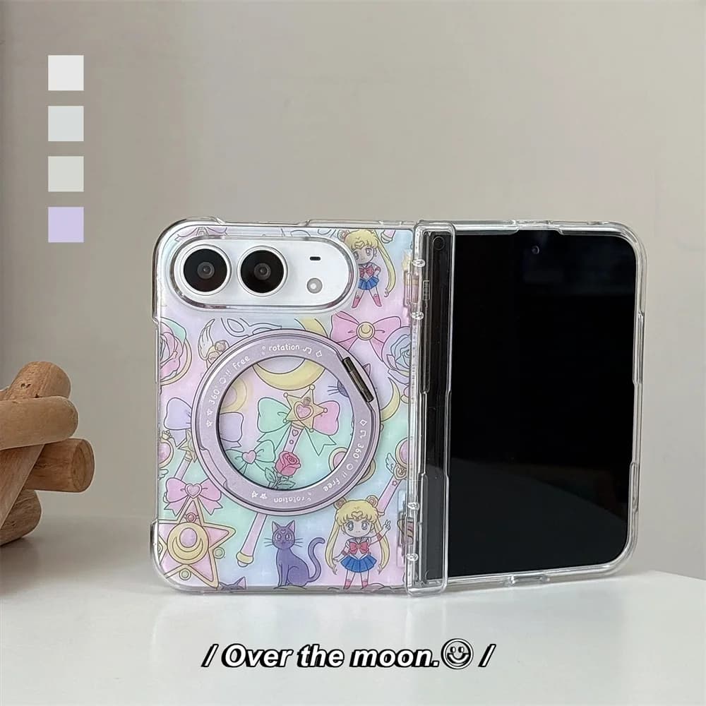 Simple Colored Girl  Magnetic Phone Case For Samsung Z Fold 8 ZFold8 Fold8 Cover with Magsafe Stand Holder Korean Cute Cases