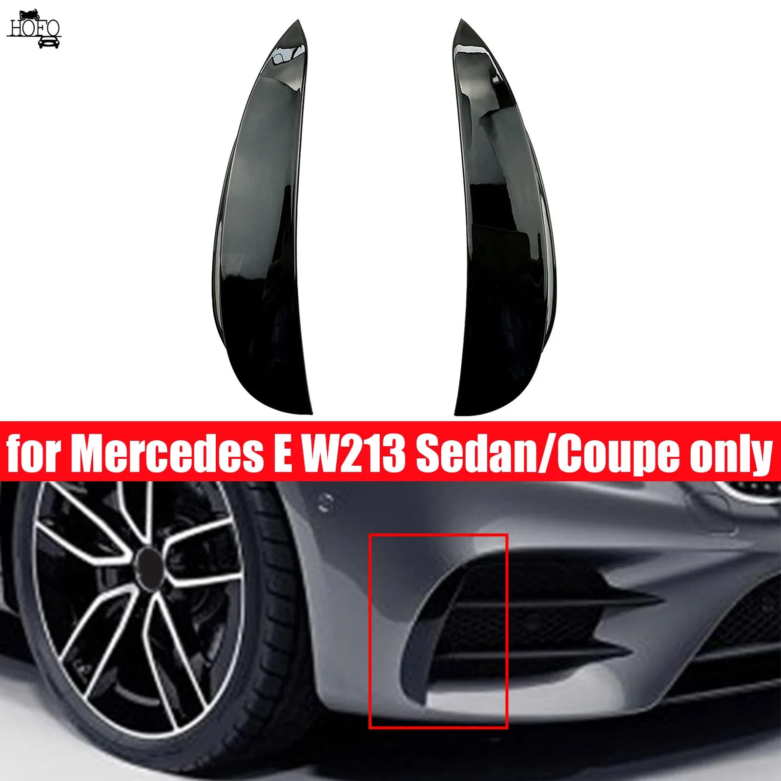 Front Bumper Spoiler Splitter Vent Fog Light Grille Trim Black For Mercedes Benz W213 C238 E180 E200 E220 E250 E300 E43 E53 AMG