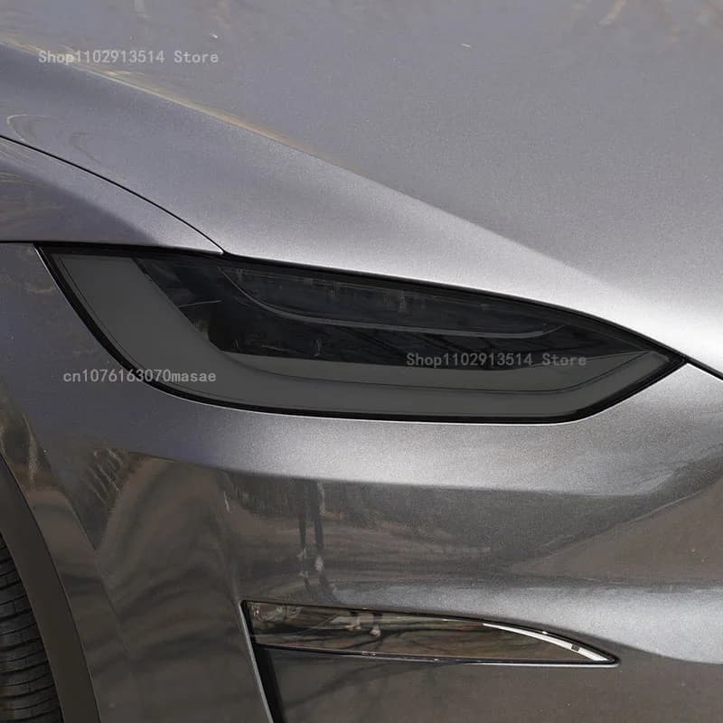 For Tesla Model X 2023-2024 Accessories Car Headlight Protective Film Vinyl Restoration Transparent Black TPU  Repair Sticker