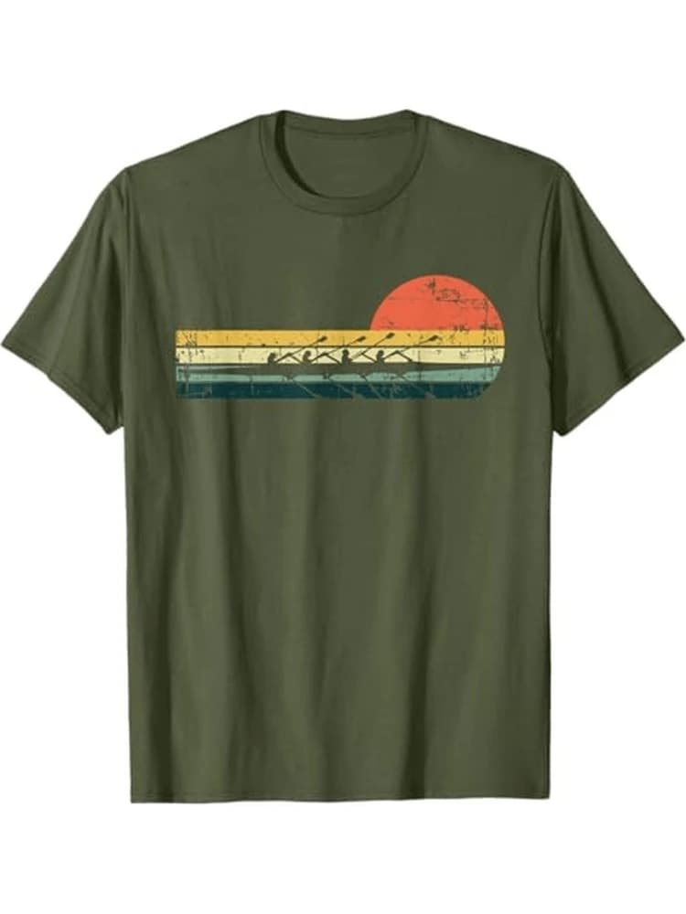 Vintage Rowing-Retro Crew Boat Graphic design -100% cotton summer O-neck short sleeve casual printed men's T-shirt.