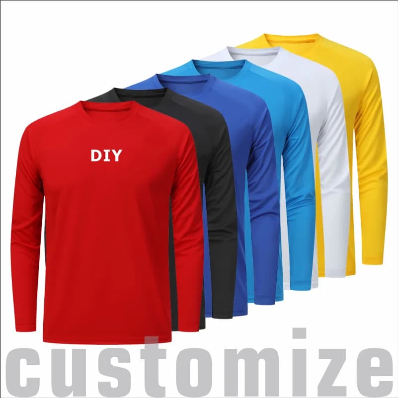 Design DIY Print Round Neck Quick-drying Long-sleeved T-shirt Custom Printing Company Group Uniforms Loose Sports Top 3XS-4XL