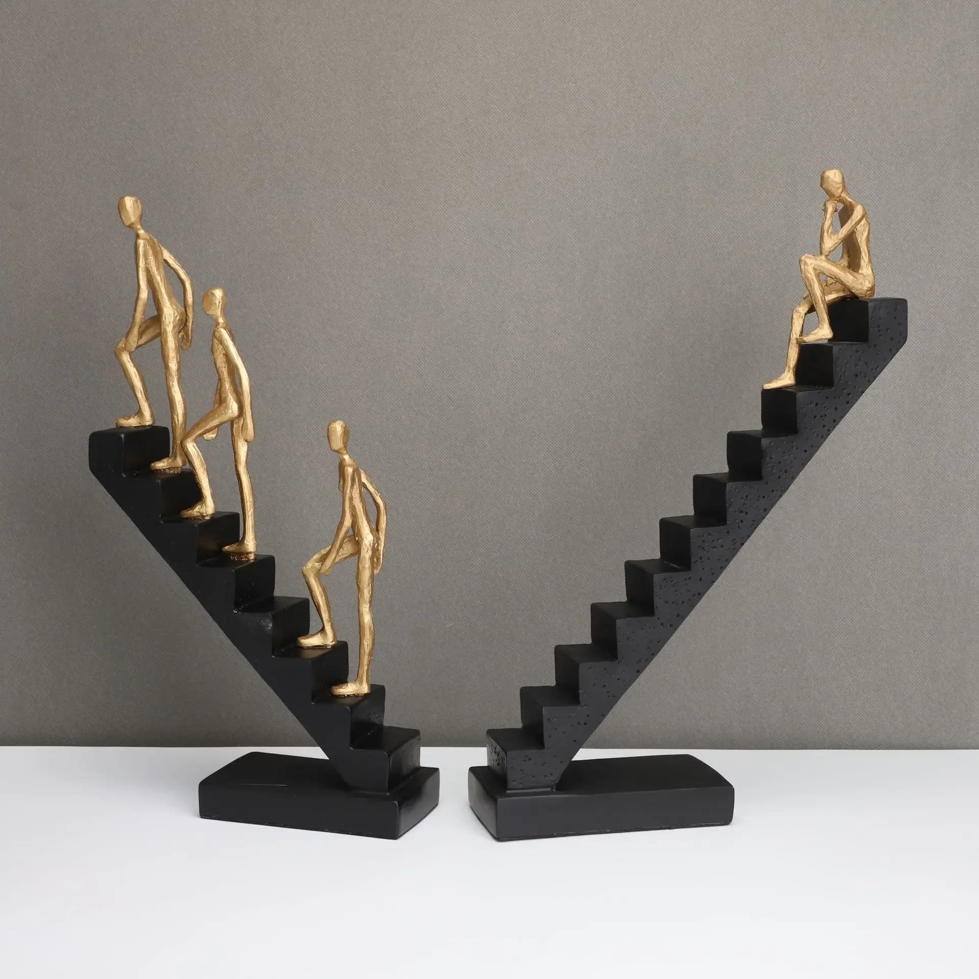 Gold-plating Climber Character Resins Sculpture Creative Climbing Ladder Figure Statue Ornaments Desk Decoration Figures Crafts
