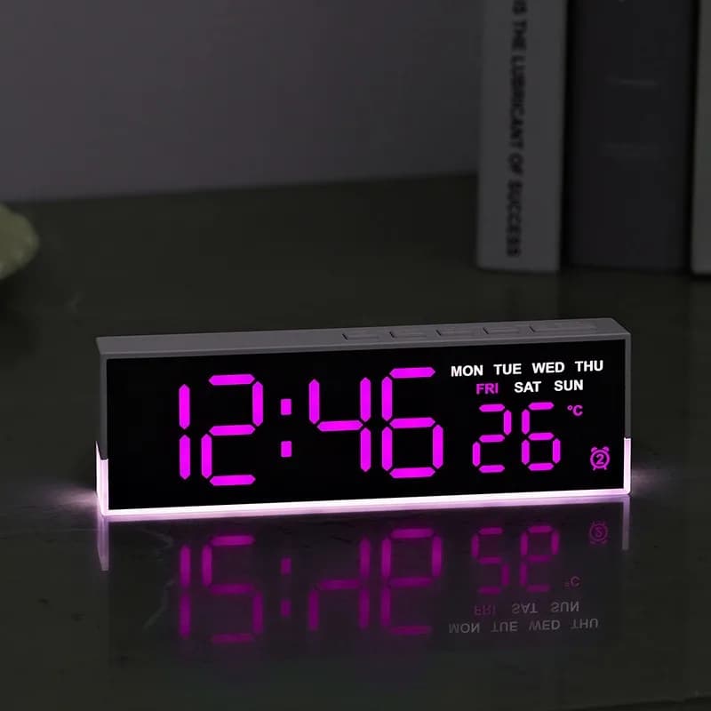 Creative Multifunctional LED Alarm Clock Ambient Night Light Date Temperature Day of The Week Bedside Electronic Watch Clock