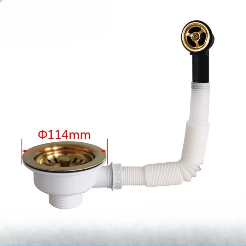 Tianli kitchen sink titanium-plated gold sewer, brushed side with round overflow hole accessories XK225C036