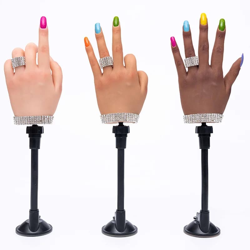 White Black Yellow Silicone Nail Practice Model Realistic Model Prosthetic Hand Female Mannequin Silicone Prosthetic Hand