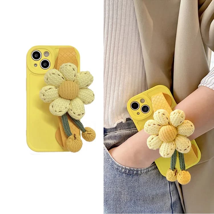 Pumpkin flower wristband for iphone17promax mobile phone case Apple 14/11 soft 15pro messenger lanyard