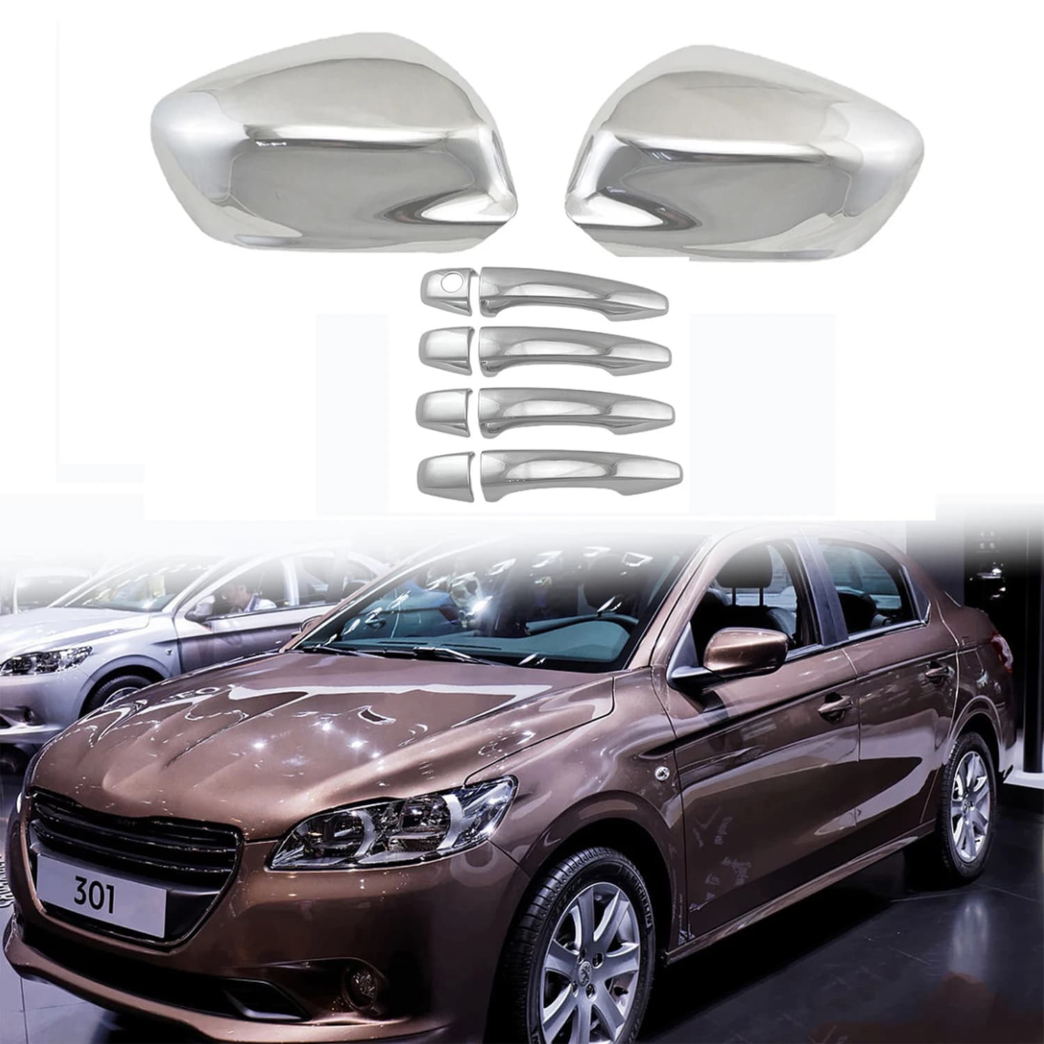 Car Chrome Rearview Accessories Door Mirror Cover Trim Sticker style 2008 2010 2012 2014 2016 For Peugeot 301 c4l c4 C-Elysee