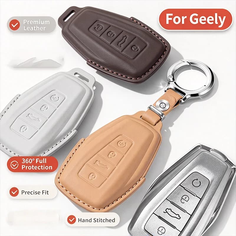 For Geely Boyue L Haoyue Binyue Emgrand Vision ICON Panda Xingyuan Genuine Leather Key Holder Case Buckle
