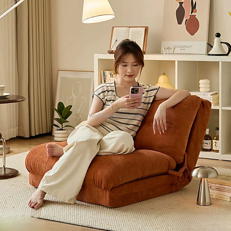 Foldable Lazy Floor Sofa Single Reclining Chair Backrest Sofa For Balcony Tatami Bay Window Living Room Balcony