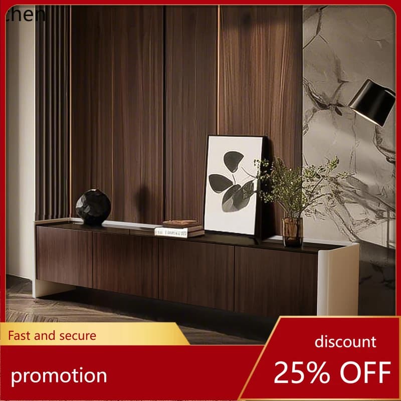 HT Luxury living room solid wood TV cabinet, tea table combination, high-end minimalist style storage cabinet