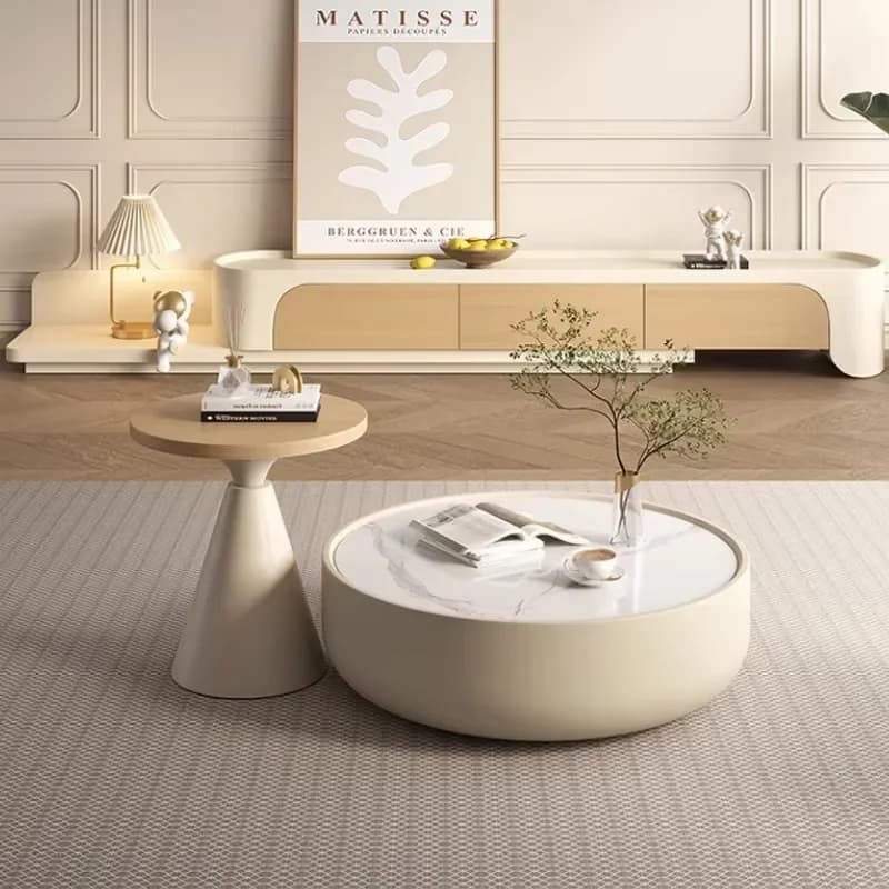 Minimalist Round Nordic Coffee Table Organizer White Modern Living Room Coffee Table Floor Apartamento Couchtisch Home Furniture