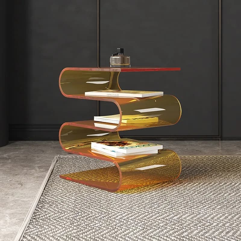 Joylive Transparent Acrylic Material Sofa Side Table for Living Room Magazine Rack Bookshelf Table 2026 New