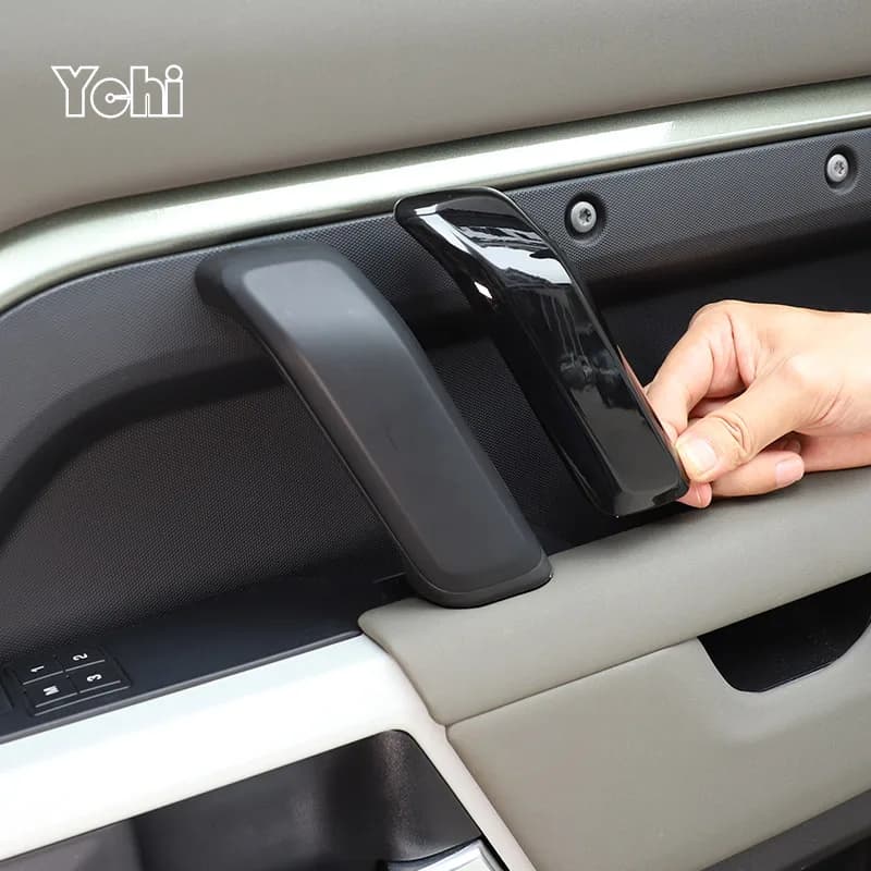 LHD RHD ABS Carbon Fiber Car Door Inner Door Handle Decorative Cover Sticker Accessories For Land Rover Defender 110 2020-2023