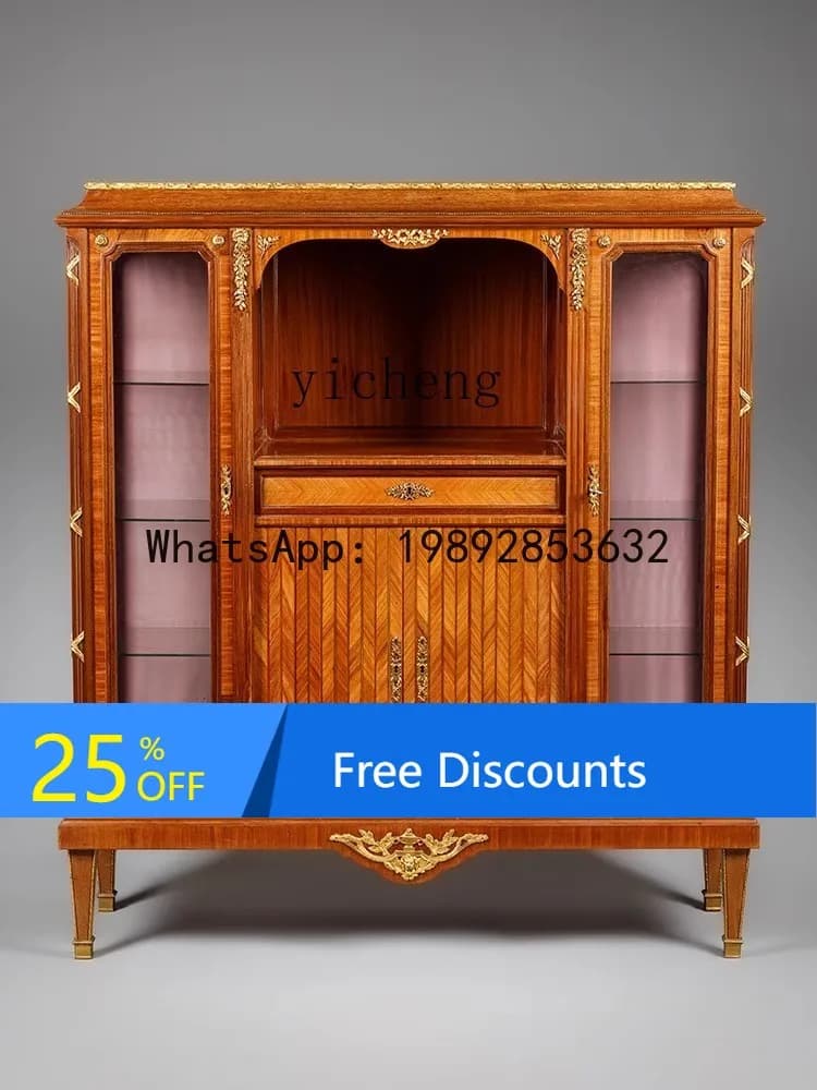 classical copper gilt carved side cabinet glass antique furniture side cabinet retro decorative cabinet