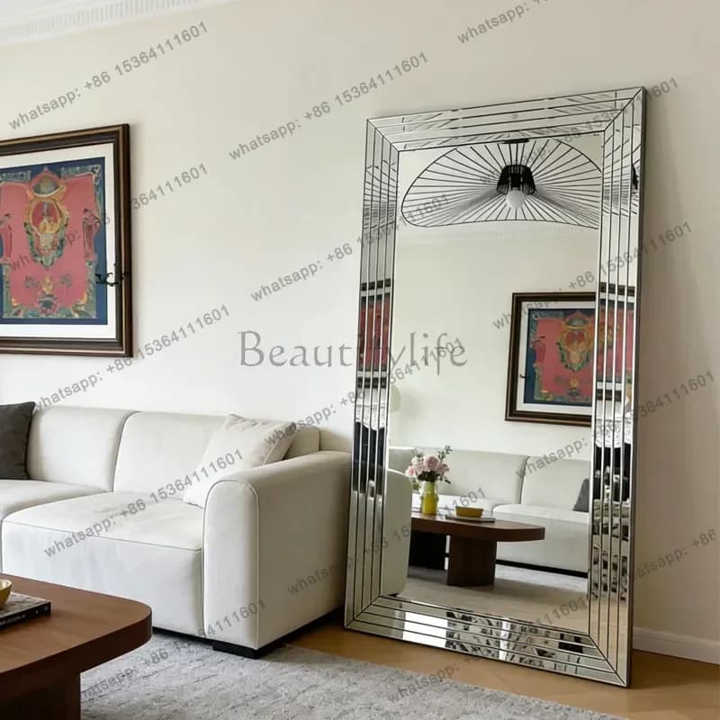 ld Moving Funky Mirror Modern Living Room Full Body Standing Girls Bedroom Men Long Bathroom Floor Mirror Luxury
