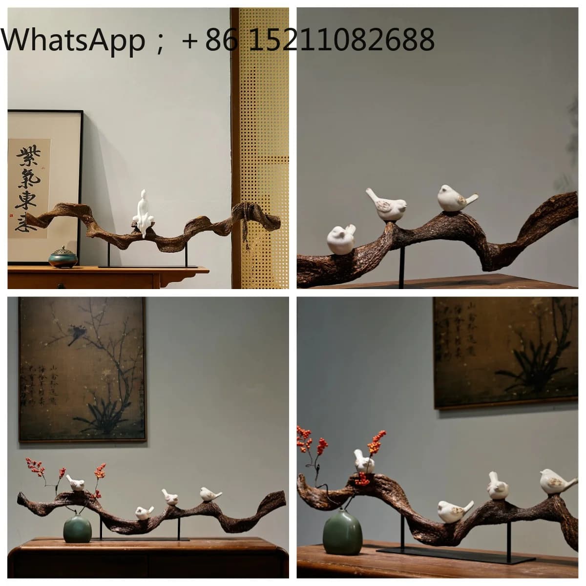 SCY Zen root carving ornament wabi sandy wind opening hotel entrance soft decoration hotel home decoration