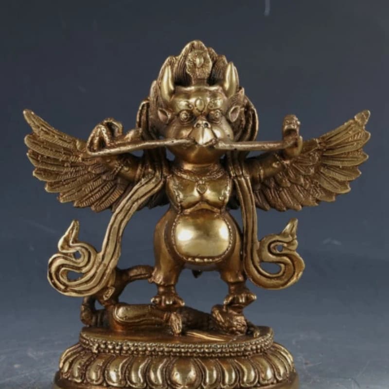Chinese Brass Tibetan Buddhism Handwork Carved Garuda Bird Buddha Statue New