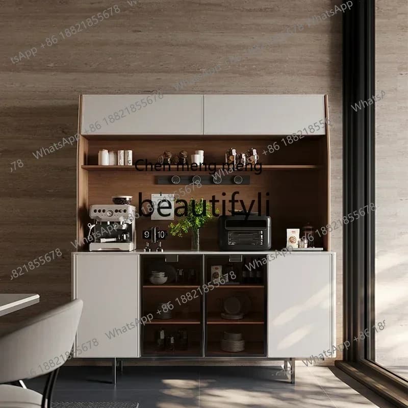 182Q Edge cabinet integrated against the wall light luxury locker high saddle leather living room solid wood double layer
