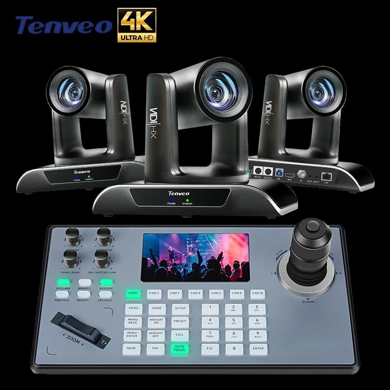 2025 Top Popular Live Streaming System AI Auto Tracking 20X/30X Zoom NDI PTZ Camera with Joystick Controller for Live Broadcast