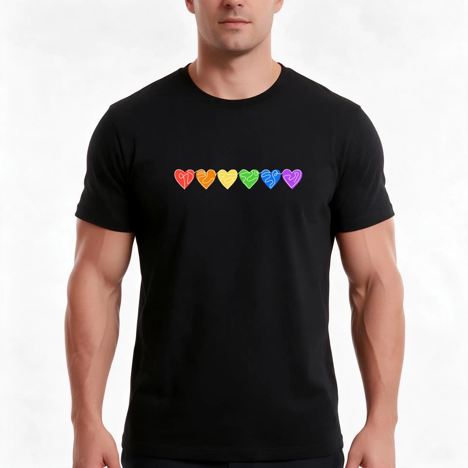 Pride Hearts T-Shirt, Summer Casual Cotton Tee, Oversized Streetwear Tops, Vintage Graphic Print, Loose Fit Short Sleeve