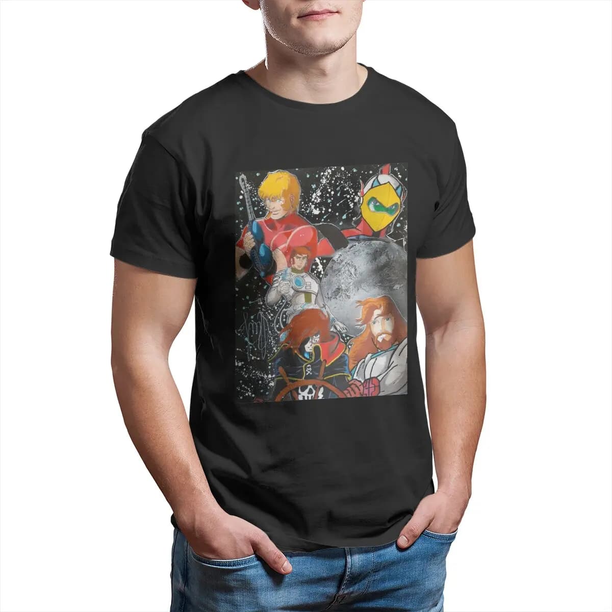 Heroes of the 80s  Space Adventure Cobra Psychogun Kobura Adventure Pure Cotton printed T Shirts Big Size Clothes
