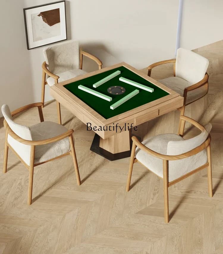 FGSimple solid wood mahjong table log wabi sabi wind new Chinese automatic electric
