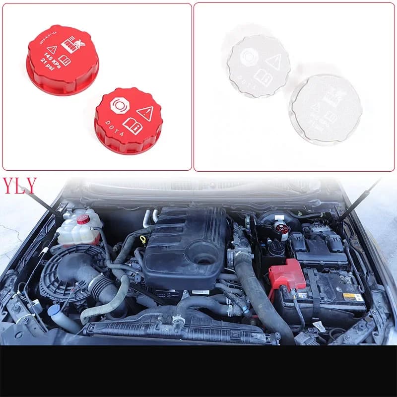 Aluminum Alloy Red For Ford Ranger Wildtrak T6 T7 T8 2015-2022 Car Engine Cabin Oil Fluid Cover Sticker Car Accessories 2Pcs