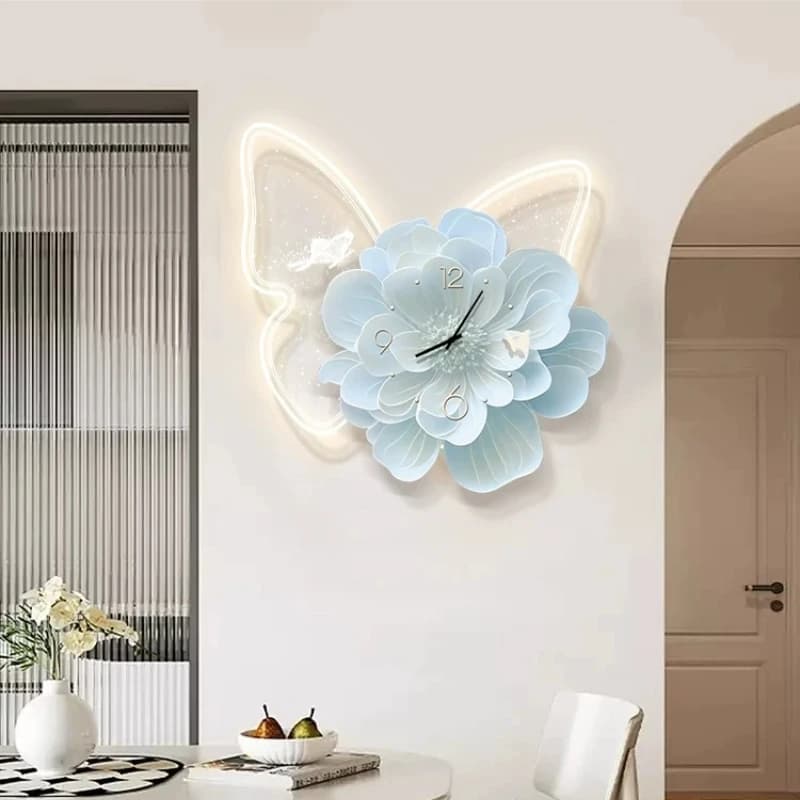 White Upgrade Designer Wall Clock Night Light Aesthetic Luxury Digital Clock Living Room Modern Relojes De Pared Home Decor Item