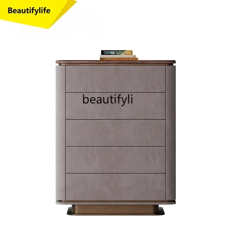 Q181  Italian minimalist luxury stone bucket cabinet light luxury North American black walnut storage decorative cabinet