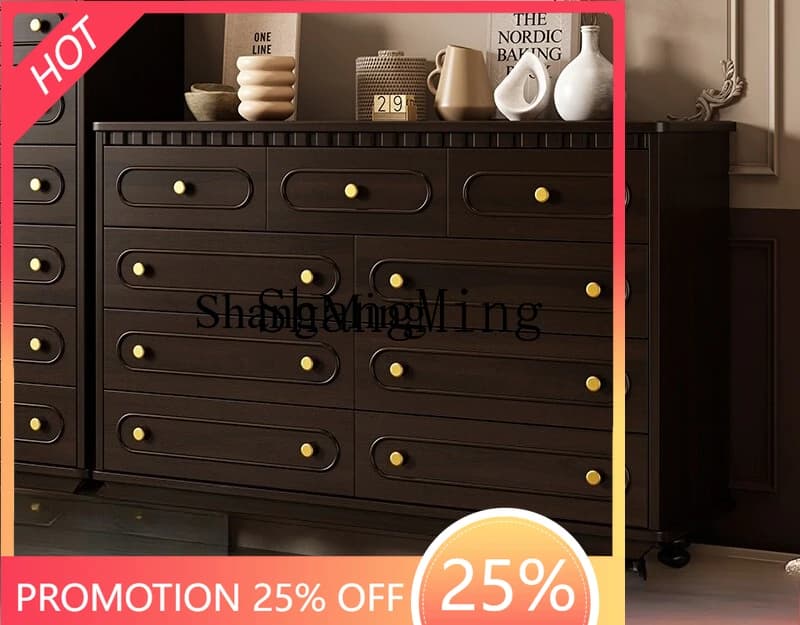 FG  pure solid wood nine-chest cabinet retro living room storage master bedroom wall floor cabinet