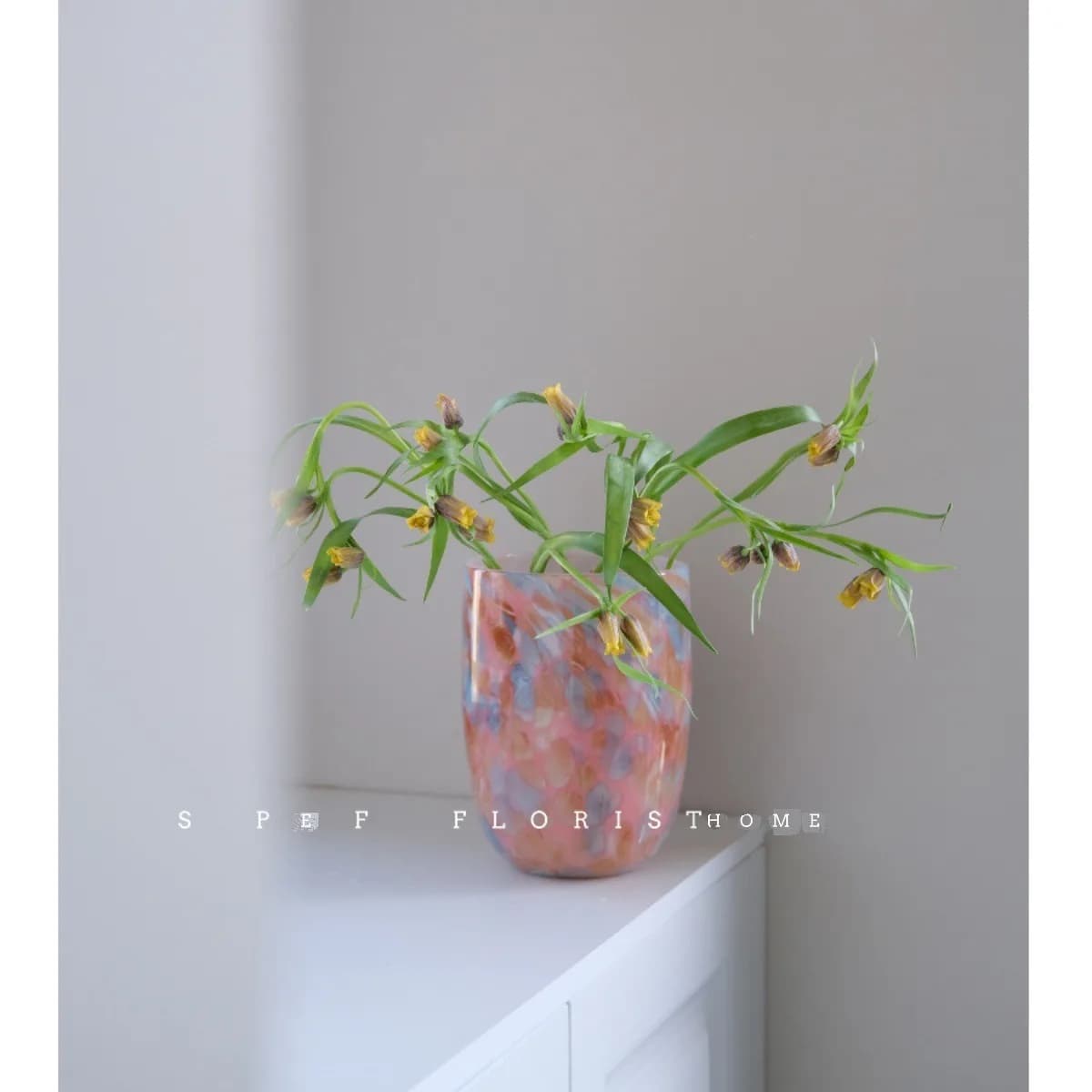 DSA medieval retro pink handmade glass straight vase medium and small light luxury home living room desktop vase