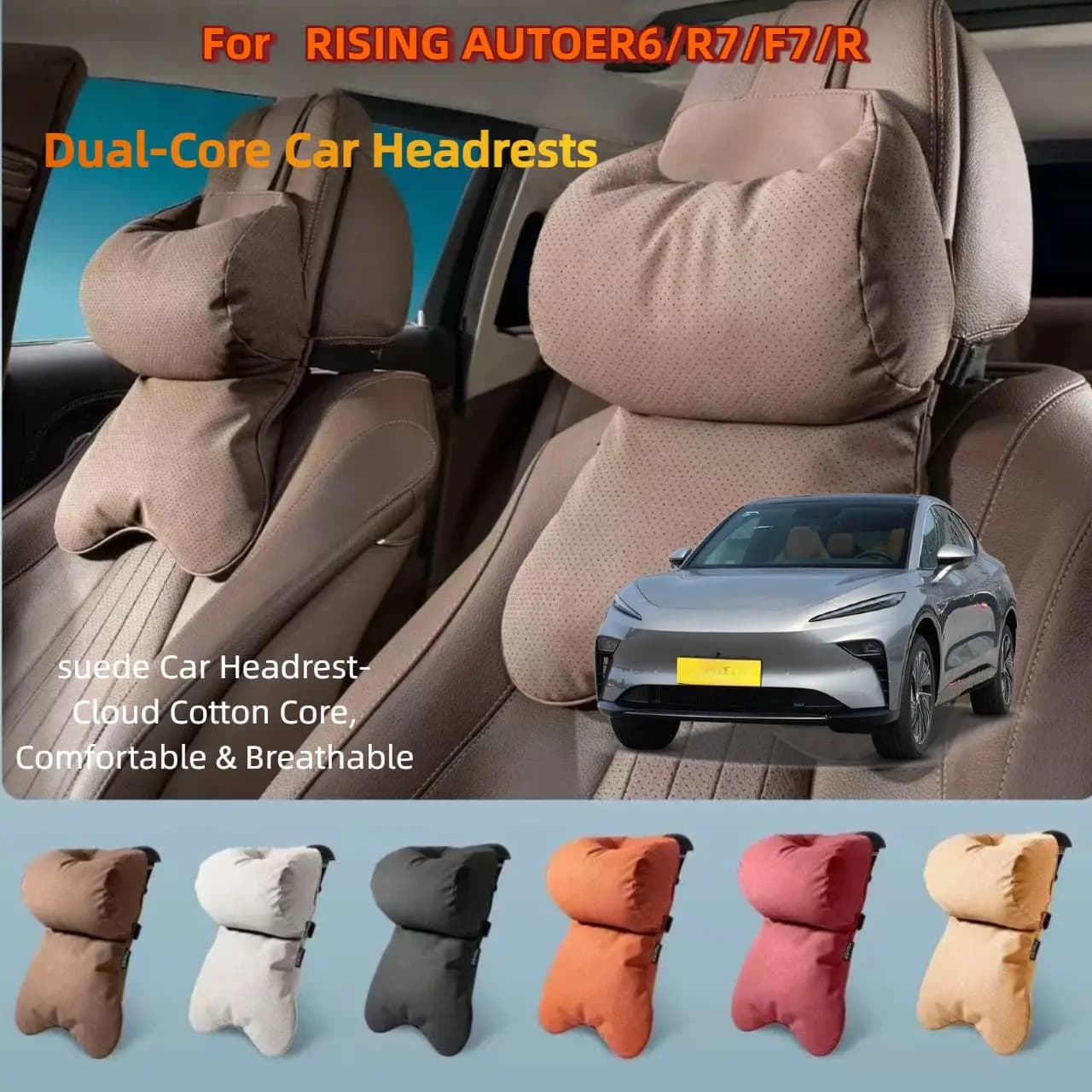Dual-Layer Breathable Car Headrest For  Rising Auto ER6/R7/F7 Double Layer Neck Shoulder Support 4 Seasons Univers