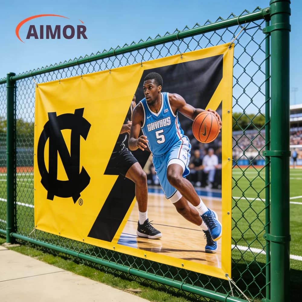 AIMOR Customized Banner Outdoor Spray Fabric DIYLOGO Advertising Printing PVC Vinyl Waterproof Fence Stadium