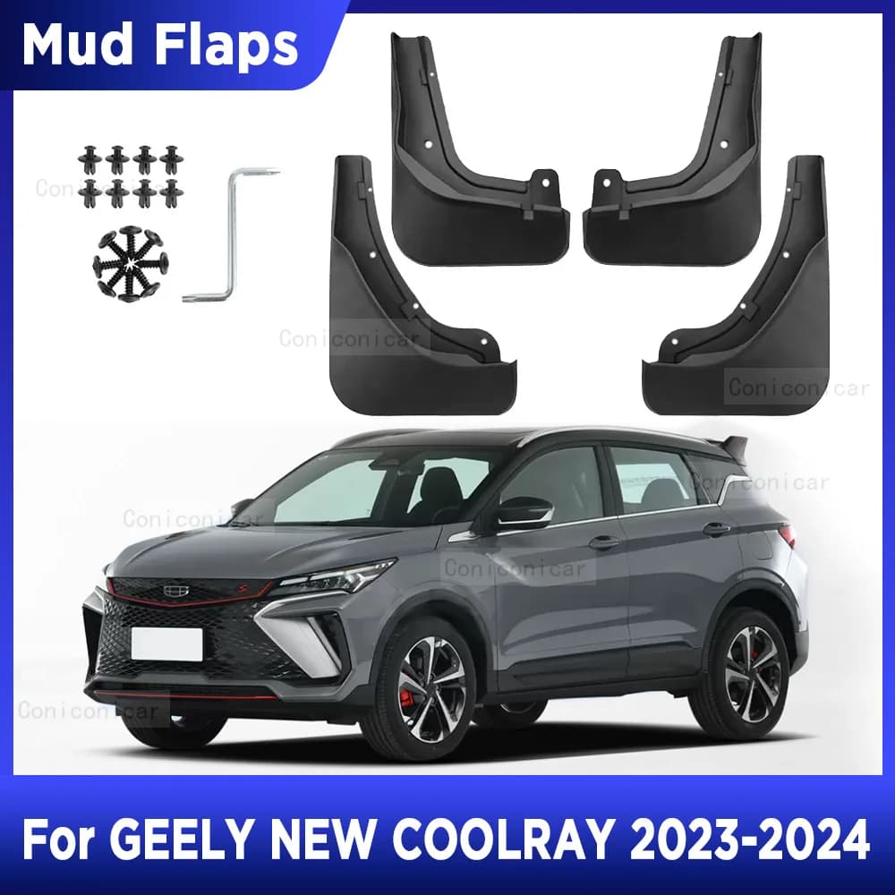 For GEELY NEW COOLRAY 2023 2024 4pcs Mud Flaps Splash Guard Mudguards MudFlaps Front Rear Fender Auto Styline Car Accessories