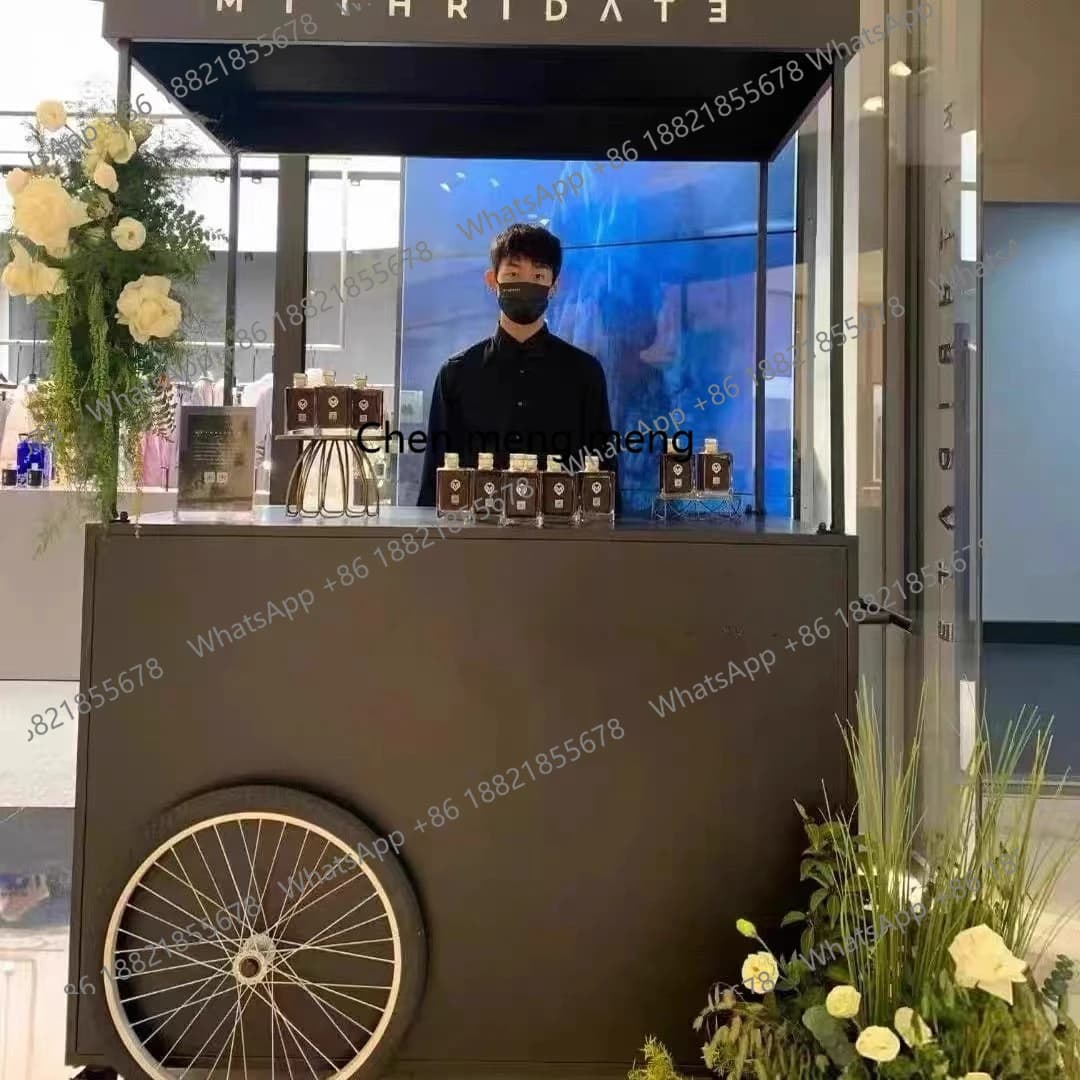 Shopping mall coffee cart promotion dessert trolley mobile commercial display stand mobile booth float