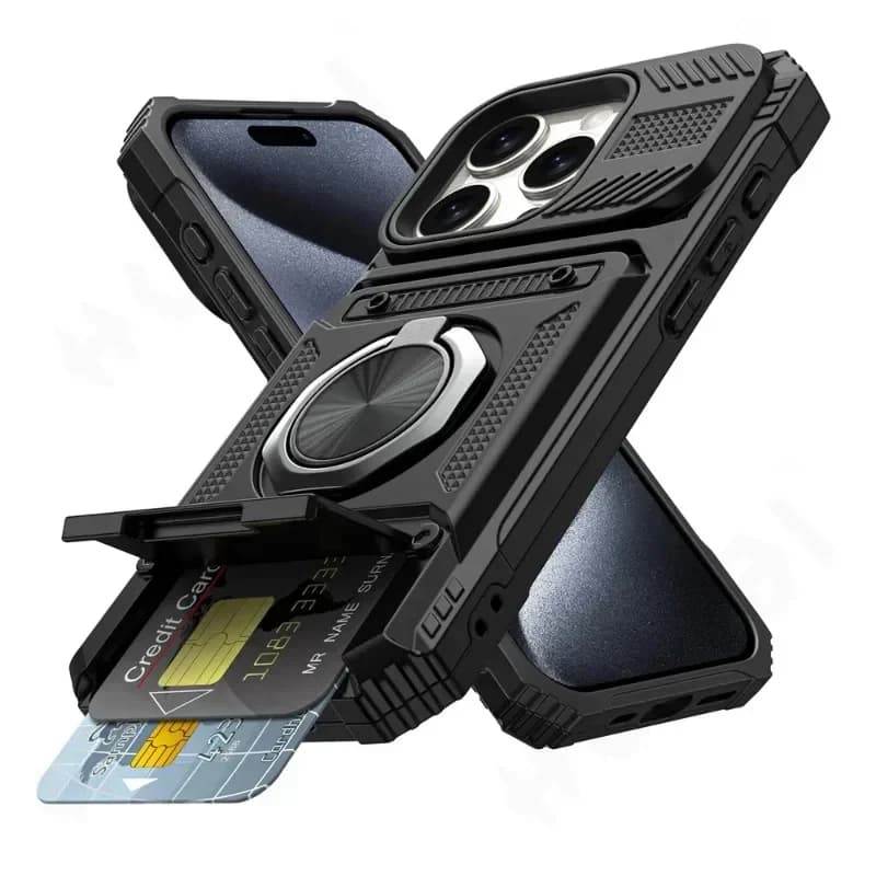 Case For iPhone 18 16 15 14 13 12 17 Pro Max  8 7 Plus Magnetic Rotated Ring Kickstand Heavy Duty Drop Protection Wallet Cover