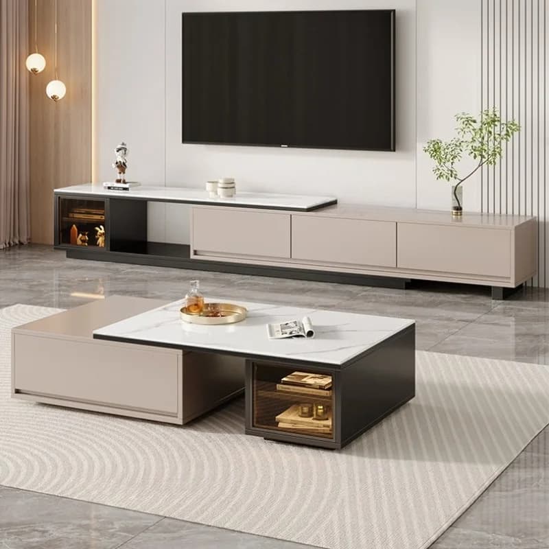 retractable home TV cabinet small apartment Italian minimalist coffee table modern soportes de televisión living room furniture