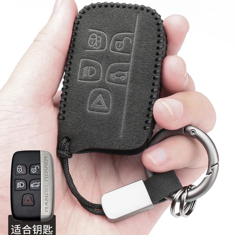 Suede Key Fob Cover for Land Rover Range Rover, Velar, Discovery, Evoque, and Defender - Premium Protective Case