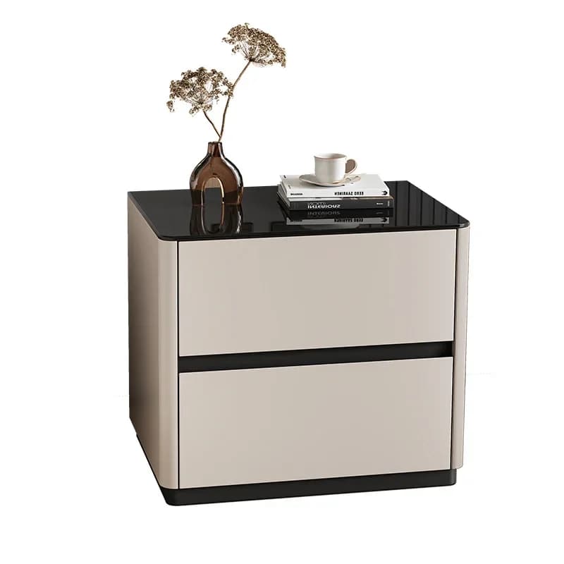 D33All solid wood paint bedside table simple modern light luxury high-end bedside table tempered glass customization