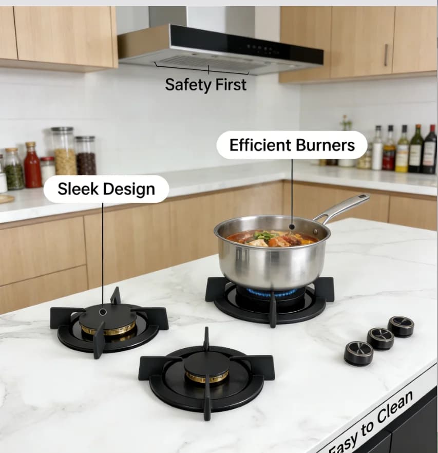 Slate Multi-Eye Gas Stove Household Built-In Cooktop Multi-Head Gas Hob Three-Burner For Home Kitchen