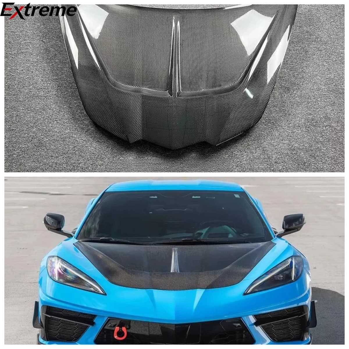 Powermax High Quality Carbon Fiber Front Hood for Chevrolet Corvette C8 ST Style New Condition Bonnet