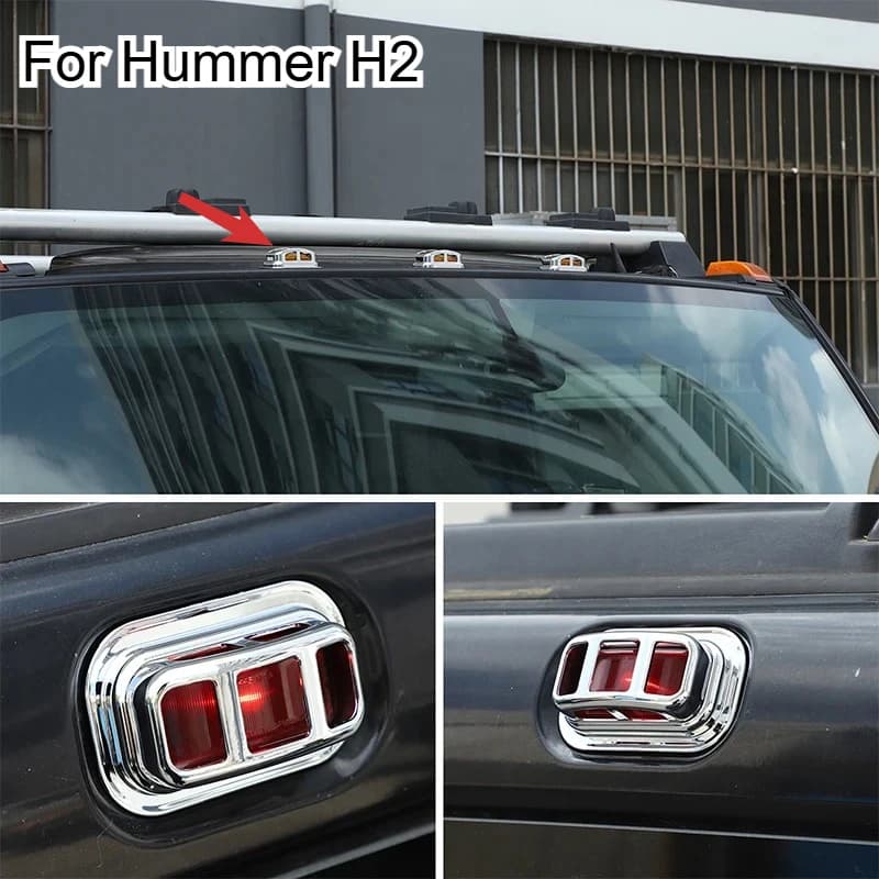 Suitable For Hummer H2 2003-2009 ABS Black Car Front Rear Roof Light Protective Cover Decorative Car Accessories