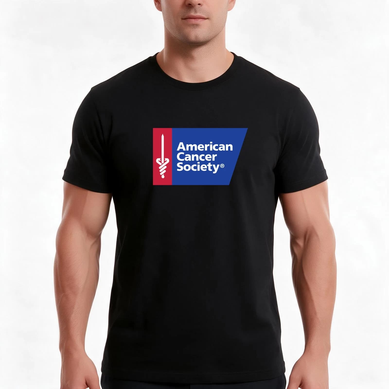 American Cancer Society Logo T-Shirt, Summer Casual Cotton Tee, Oversized Streetwear Tops, Vintage Graphic Print, 100% Cotton