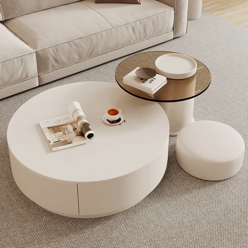 Multifunctional Occasional Coffee Table With Stools Hidden Coffee Table Compartment Round Meuble De Salon Living Room Furniture