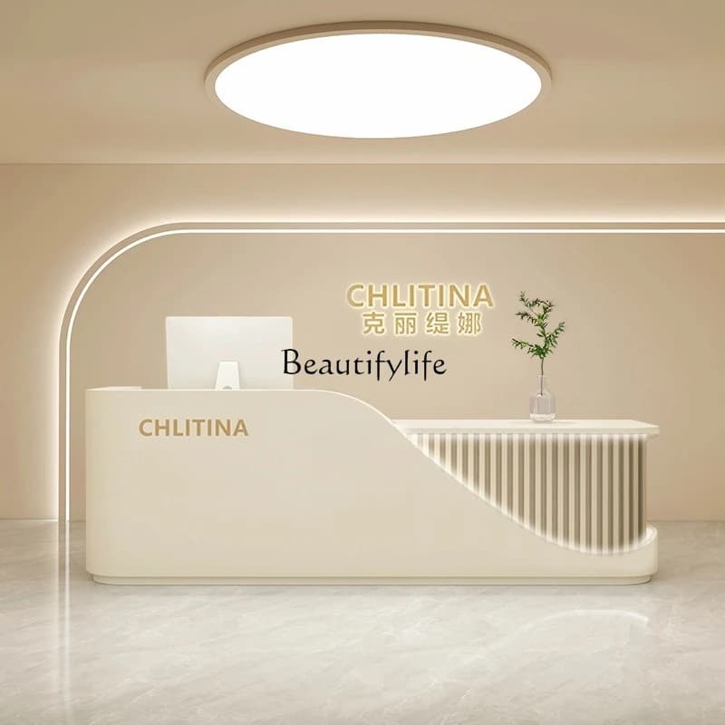 01-Beauty salon front desk curved reception simple clothing store checkout page