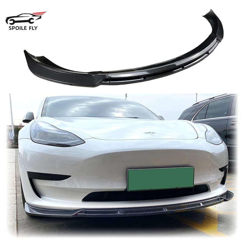 2017 To Up 3x For Tesla Model 3 MP Style Front Bumper Lip Cover Splitter Canards Gloss Black Body Kit Spoiler Deflector