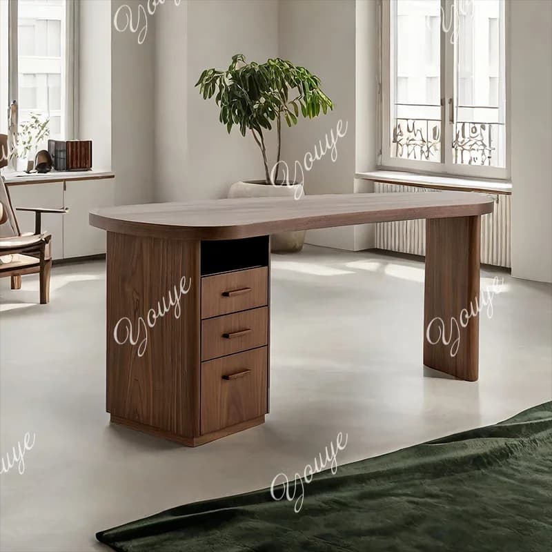 J Medieval All-solid Wood Desk Log Special-shaped Workbench Nordic Retro Small Apartment Computer Table