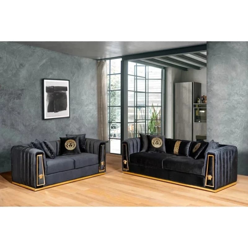 Sofa Set Stainless Steel Frame Sofa Velvet Tufted Sofa Living Room