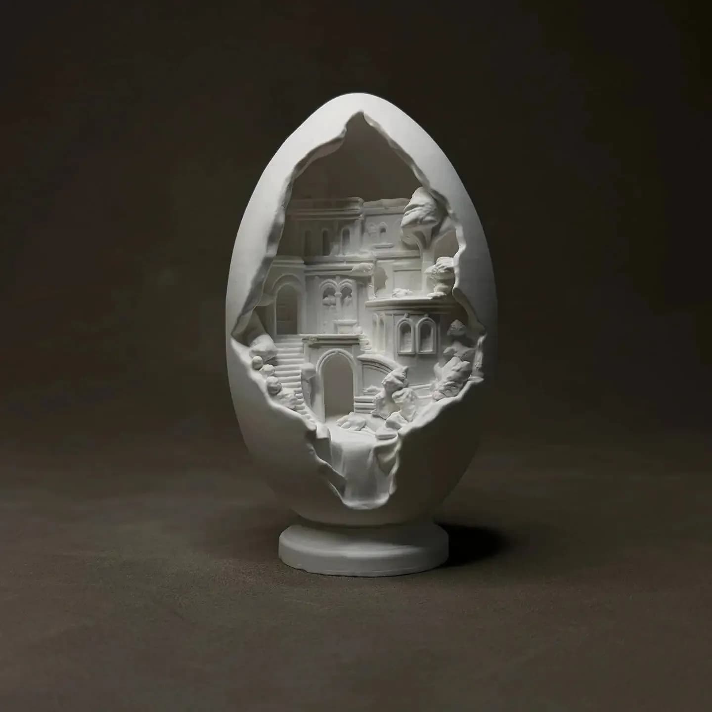 Creative Gypsum Sculptures Egg-shaped Architectural Decoration Ornaments  Architecture Egg-shaped House Home Decoration