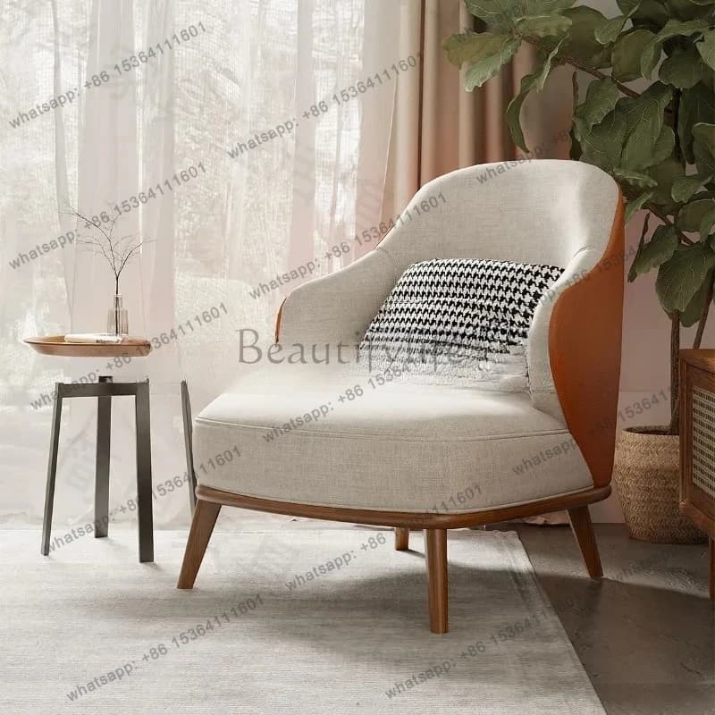 Solid Wood Single Sofa Wingback Chair Leisure Designer Chair